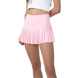 Gold Hinge Women's Pleated Tennis Mini Skirt Baby Pink